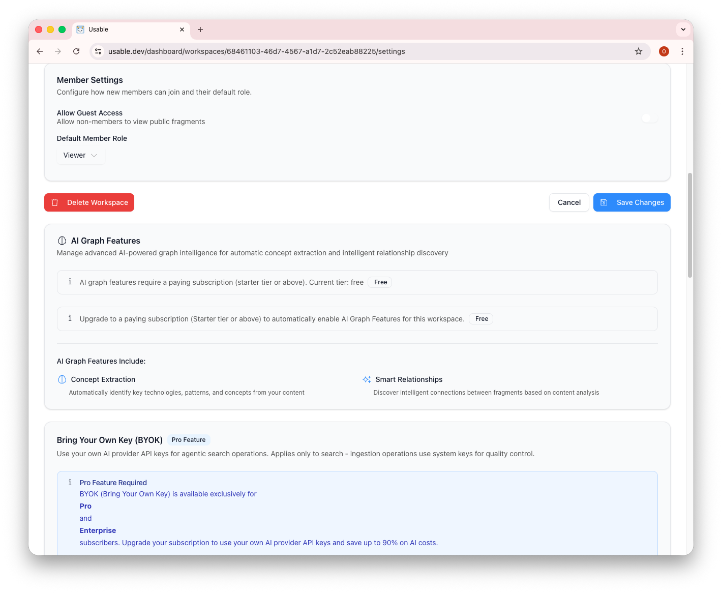 AI Graph Features and BYOK